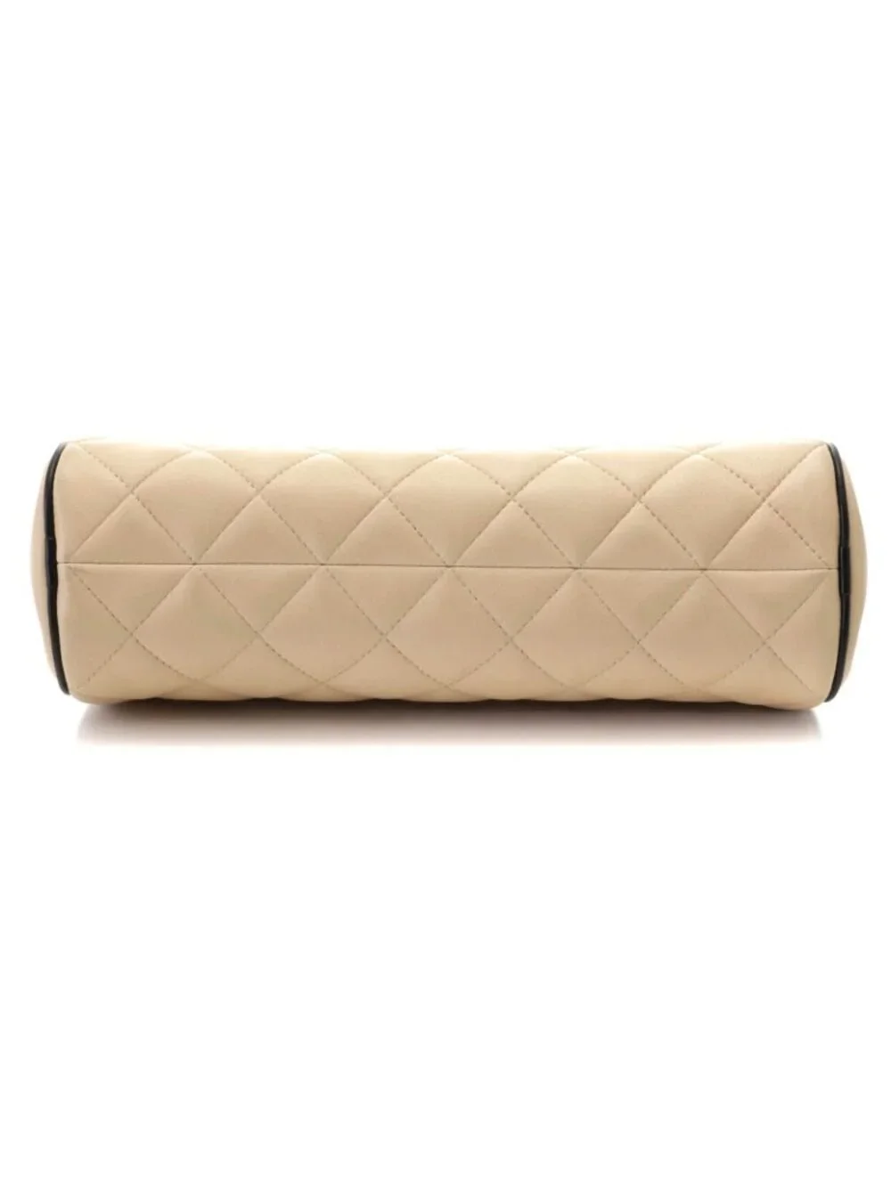 Chanel Quilted Chain Shoulder Bag Ivory Black Lambskin